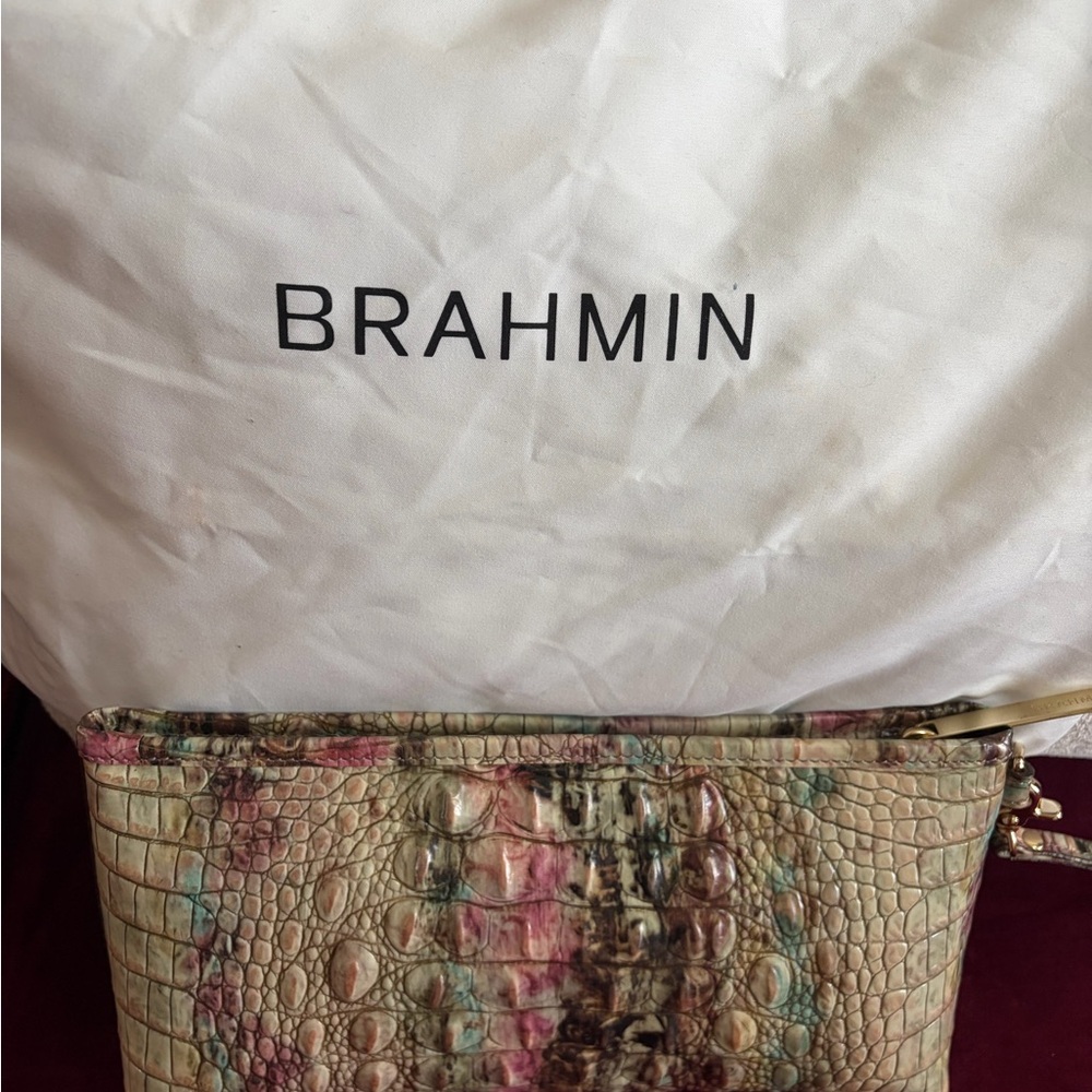 Brahmin Tan and Pink Crocodile Embossed Clutch - Picture 2 of 5